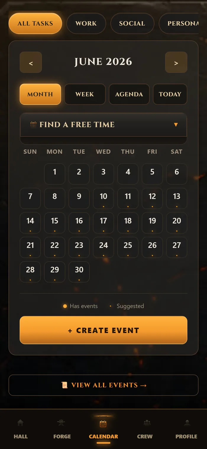 ForgeCrew — calendar with find a free time