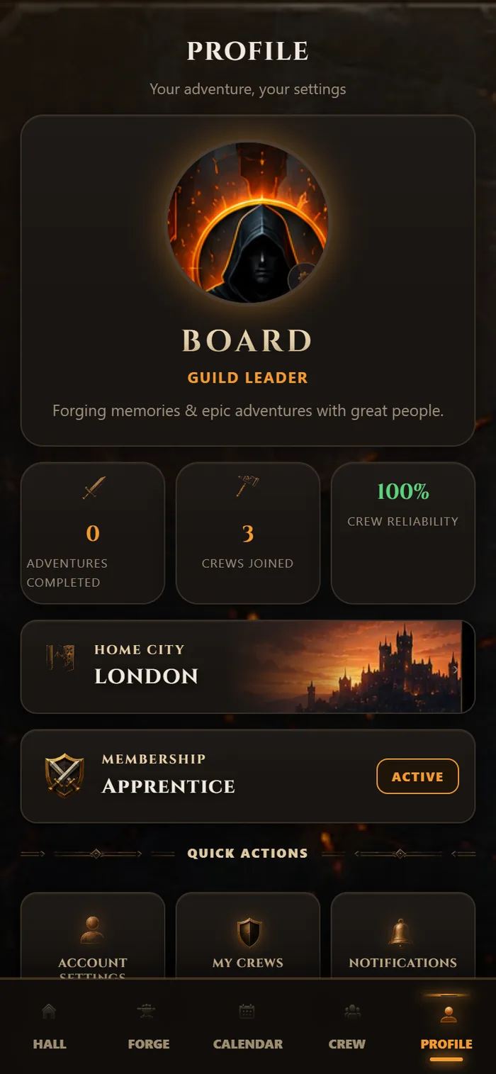ForgeCrew — profile with rewards